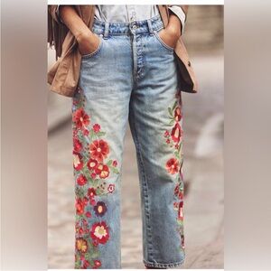 We The Free willow floral embroidered jeans